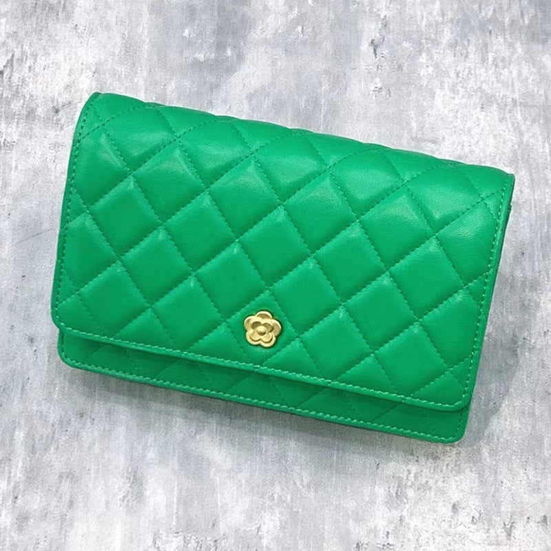 Classic Caviar Fortune Bag Genuine Leather Chanel Style Rhombic Chain Bag Fashionable Simple Shoulder Crossbody Small Square Bag - Image 1