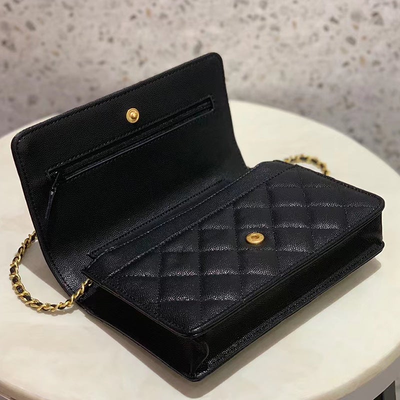 Classic Caviar Fortune Bag Genuine Leather Chanel Style Rhombic Chain Bag Fashionable Simple Shoulder Crossbody Small Square Bag - Image 3