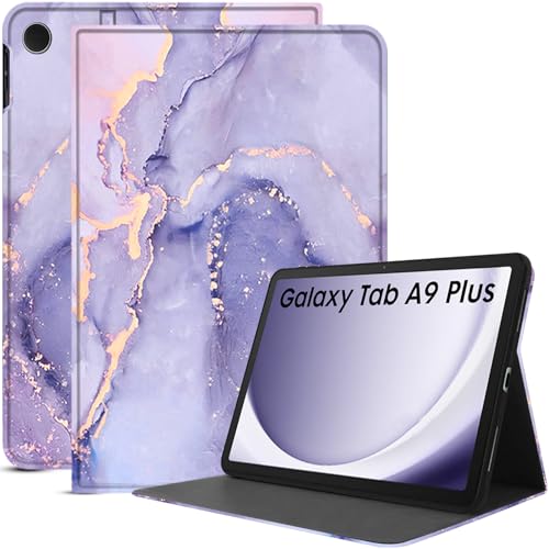 Robustrion Cover for Samsung Galaxy Tab A9 Plus 11 inch Cover Case, Folio Case Cover for Samsung Tab A9+ 11 inch - Marble Lilac - Image 1
