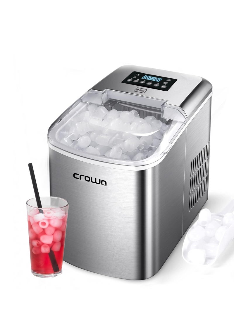 Crownline Portable Ice Maker, 15kg/24 Hours Capacity, 220-240V, 120W, R134a Refrigerant 15 kg 120 W IM-162A Silver - Image 1