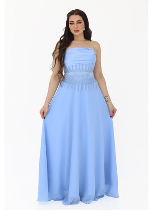 An elegant classic sky dress with distinct embroidery, separate long sleeves and hand embroidery at the waist, an elegant cuff on the chest and exposed shoulders to make the dress look more exciting a - pzsku/Z88F71C0AA52A0A6CD281Z/45/_/1705574400/fbb6d53a-31d3-4292-a741-a2b37663fca5