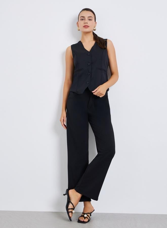 Styli Women Black Sleeveless Waistcoat - Image 2