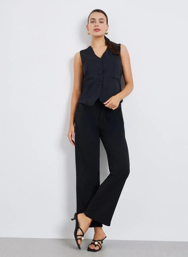 Styli Women Black Sleeveless Waistcoat