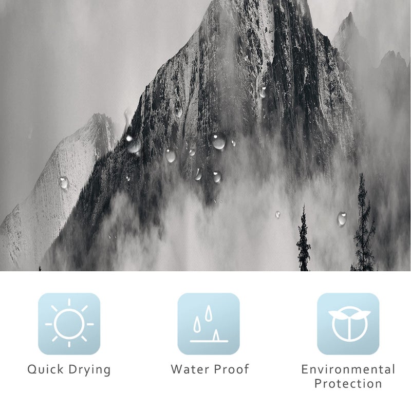 ريديكور Riyidecor صغير كشك RV الستار دش دش 39WX72H بوصة الجبل الطبيعة المناظر الريفية ضبابية شجرة الدخان الوطنية الحدائق في الهواء الطلق - Image 4