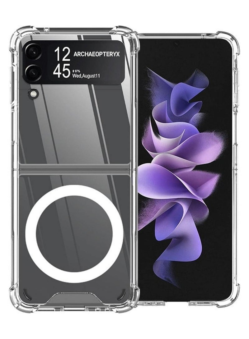 Techie جراب Techie المغناطيسي الشفاف لهاتف Samsung Galaxy Z Flip 4، متوافق مع الشاحن اللاسلكي وMagsafe، جراب شفاف مقاوم للصدمات ومضاد للاصفرار ورقيق للغاية ومقاوم للسقوط - Image 1