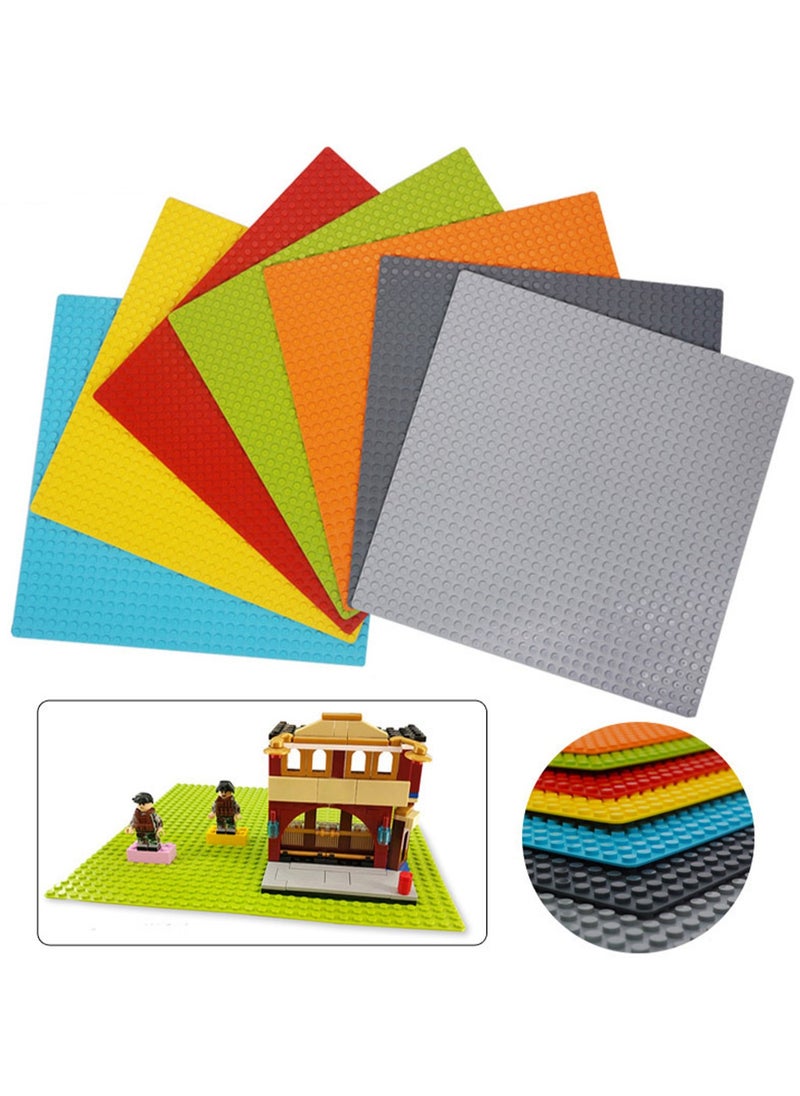 7 Pack Square Baseplates,  32x32 Stud Building Base, 25*25CM Large Building Board Base Plates, Compatible with All Major Brands, Build and Display Board Set（Random Color）