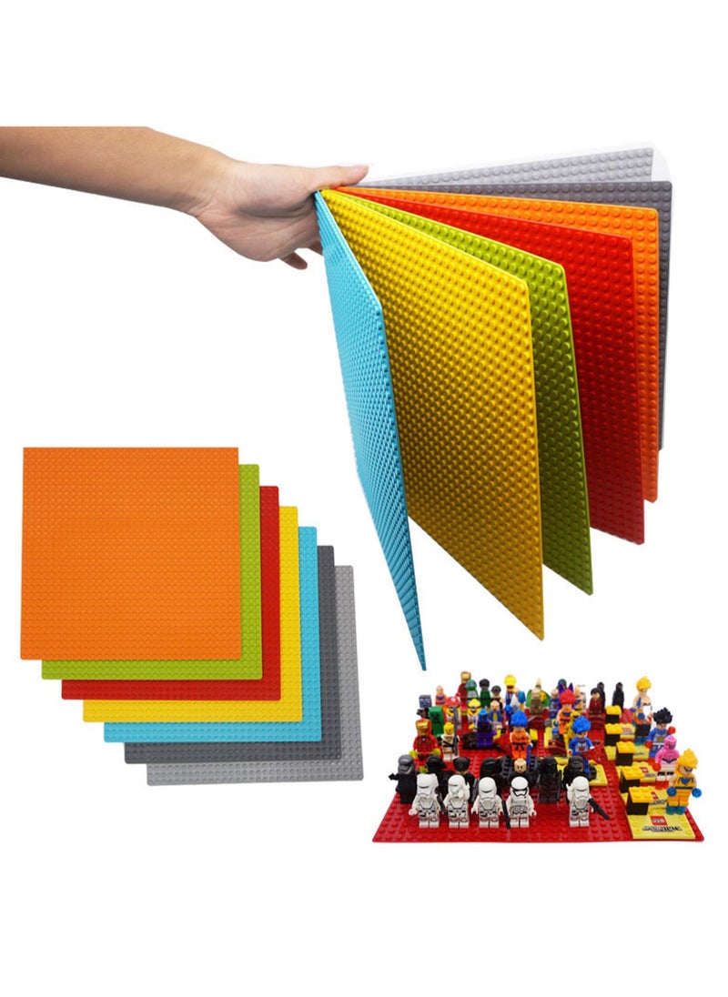 7 Pack Square Baseplates,  32x32 Stud Building Base, 25*25CM Large Building Board Base Plates, Compatible with All Major Brands, Build and Display Board Set（Random Color）