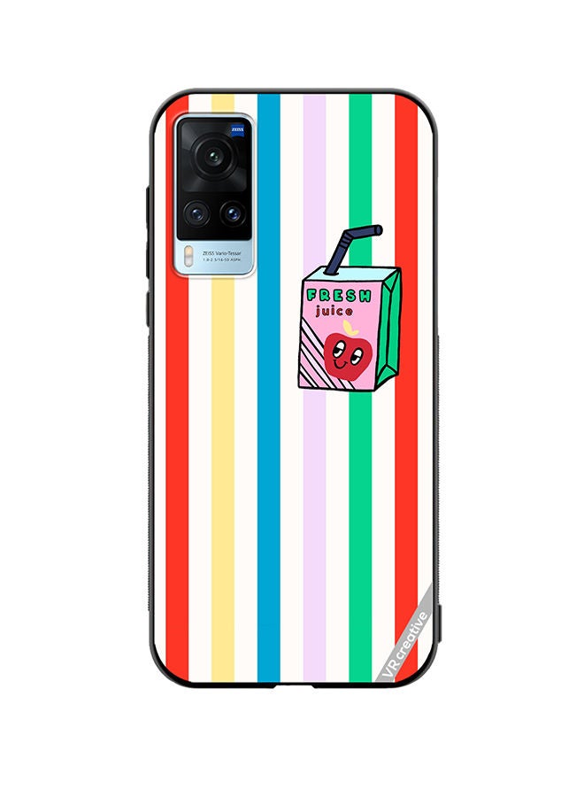 VR CREATIVE Protective Case Cover For Vivo X60 Summer Stripe Fresh Juice Apple Fruit Design Multicolour - Image 1