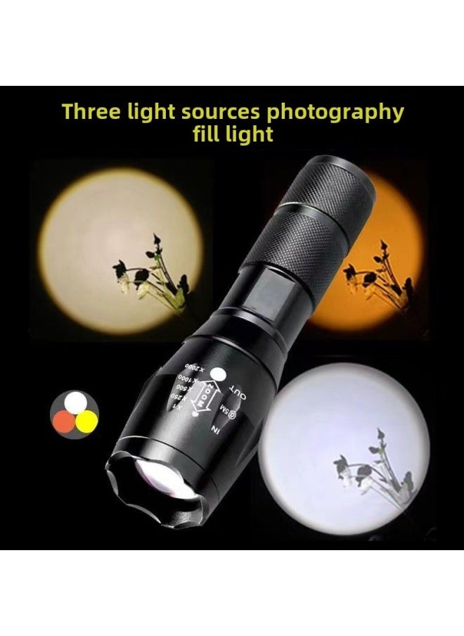 Generic Photography Fill Light Portrait Flashlight Sunset Light Warm Yellow Light Red Light Green Light Blue Light Colorful Photography Sunset Light-Color:Sanguang Source [White + Yellow + Orange] Aluminum Alloy  - Image 1
