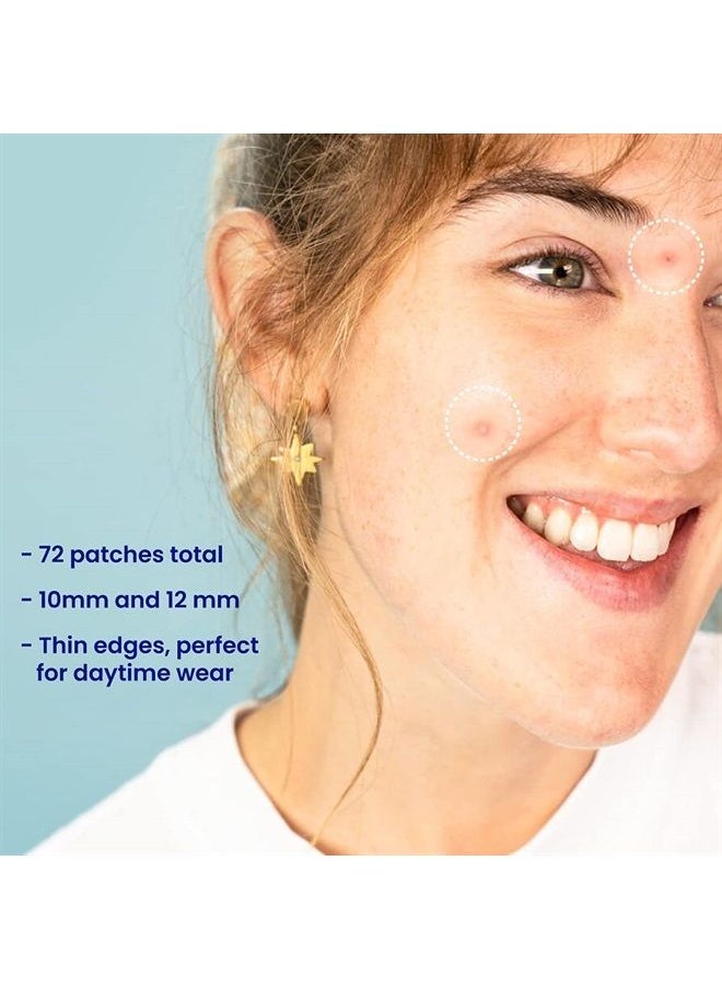 FACETORY - AM Spot Fighter Acne Blemish Patches for Pimples- Invisible Spot Treating Patch for Morning and Daytime, 72 Hydrocolloid Patches Infused with Tea Tree and Cica, 2 Sizes 10mm and 12mm - Image 1