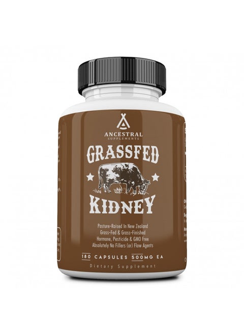Grass Fed Beef Kidney Supplement, 3000mg, DAO Enzyme Supplement, Kidney Support for Urinary and Histamine Health, Selenium, B12, Non-GMO, 180 Capsules