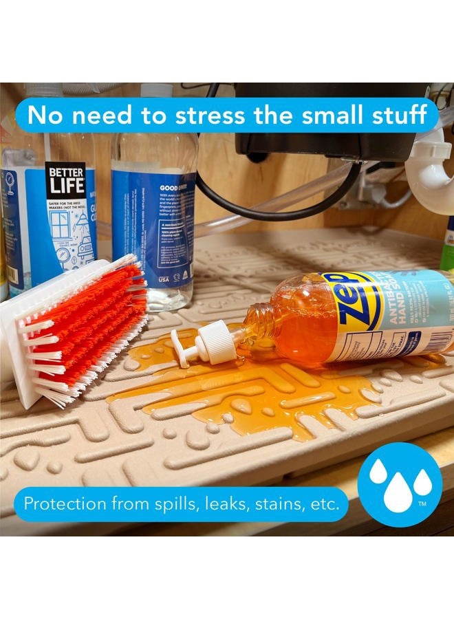 Xtreme Mats Waterproof Under Sink Mat for Kitchen & Laundry Cabinets, (Beige, 25" 1/4 x 22 1/4) Kitchen Cabinet Shelf Protector, Flexible Under Kitchen Sink Drip Tray Liner - Image 2