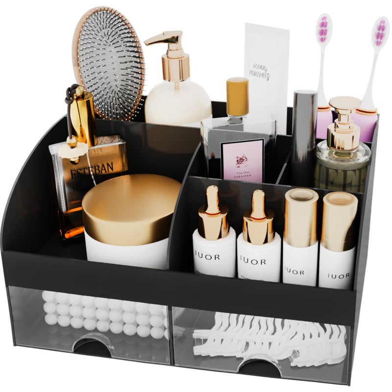COMFYROOM Makeup Organizer with Drawers, Cosmetic Storage for Dresser Vanity and Bathroom Countertop, Beauty Holder for Lipstick Brush, Skincare Organizer for Vanity, Cosmetic Display Case (Black) - Image 3