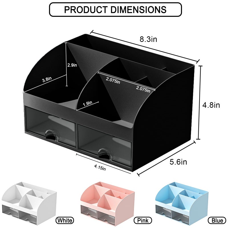 COMFYROOM Makeup Organizer with Drawers, Cosmetic Storage for Dresser Vanity and Bathroom Countertop, Beauty Holder for Lipstick Brush, Skincare Organizer for Vanity, Cosmetic Display Case (Black) - Image 2
