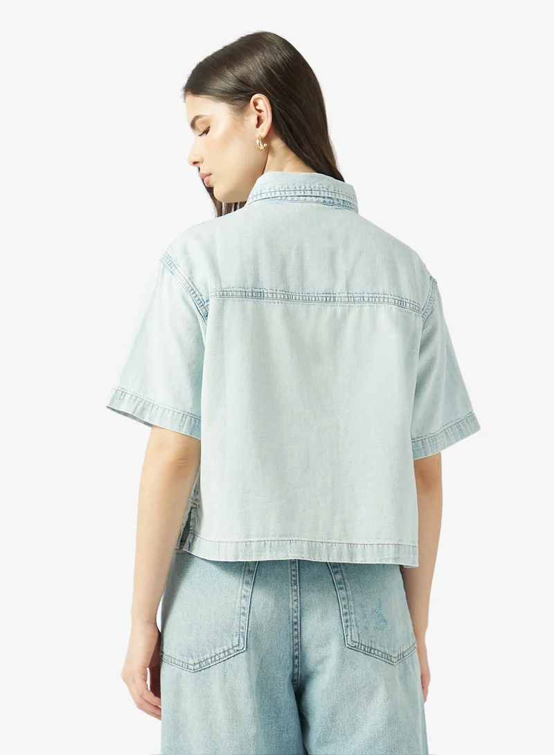 جيس جينز قميص قصير الأكمام بقصة واسعة