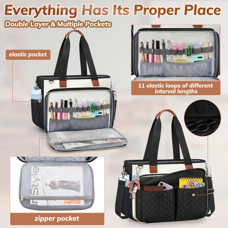 RAINSMORE Teacher Tote Bag for Women Work Bags 15.6 Inch Laptop Tote Bag with Large Cup Holder Nurse Bag Computer Handbag - Image 3