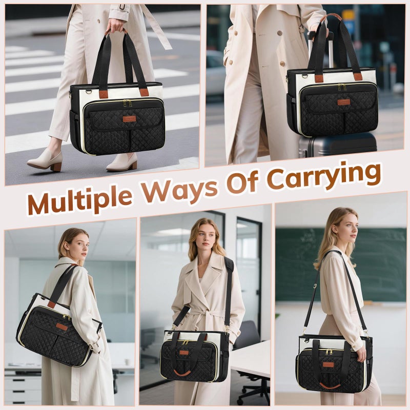 RAINSMORE Teacher Tote Bag for Women Work Bags 15.6 Inch Laptop Tote Bag with Large Cup Holder Nurse Bag Computer Handbag - Image 5