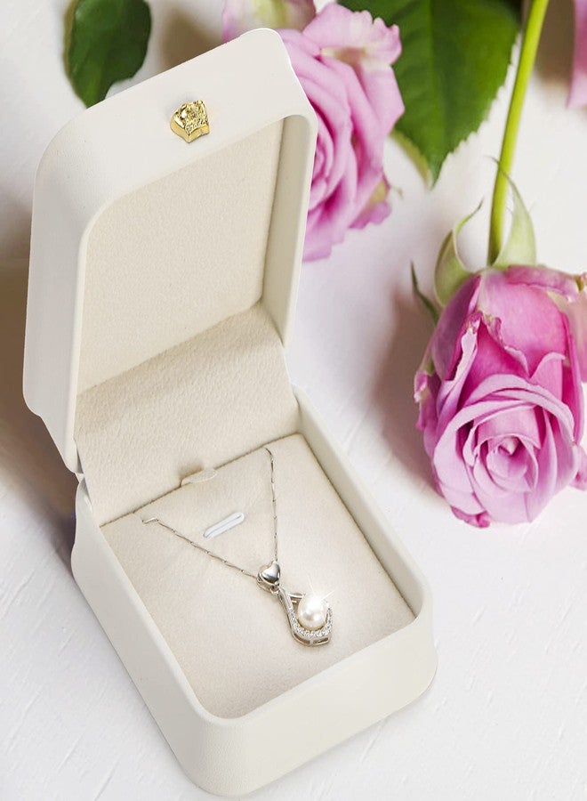 Elsjoy Set of 4 White Pendant Necklace Box, Velvet Necklace Storage Box Faux Leather Jewelry Gift Box, Necklace Storage Case Pendant Packaging Box for Gift, Engagement, Proposal - Image 5