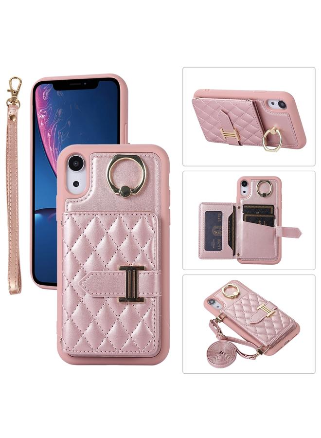 S-TOP Case For iPhone XR Horizontal Card Bag Ring Holder Phone Case with Dual Lanyard - Image 1