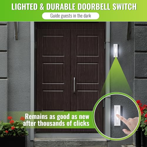 Saillong Wired Doorbell Chime Kit, 2 16V 10VA Lighted Doorbell Push Buttons with 2 Notes for Front, Rear Door and Doorbell Chime Box for Home Wall Inside, Compatible with Most Doorbells (Strip Style) - Image 4