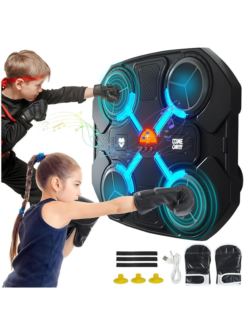 راكسوم آلة الملاكمة اللكمة، آلة الملاكمة مع الموسيقى، الأطفال، بلوتوث، آلة الملاكمة الموسيقية LED الذكية مع قفازات الملاكمة، الملاكمة الإلكترونية، مدرب الملاكمة المثبت على الحائط، هدية للأطفال - Image 1