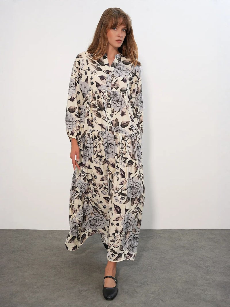BIG DART BDART Floral Maxi Dress With Mandarin Collar - Image 2