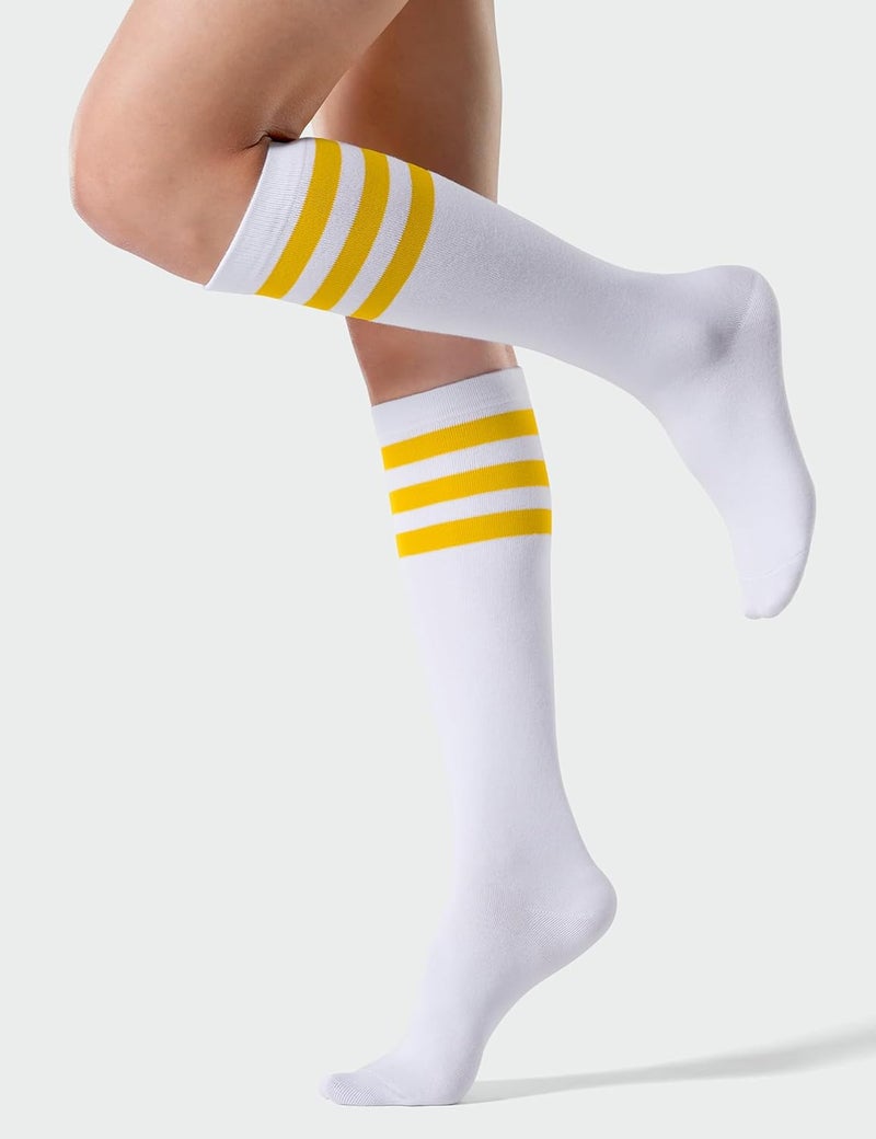 JOULLI Women's Knee High Athletic Socks Stripe Tube Outdoor Sport Socks 1-3 Pairs - Image 3