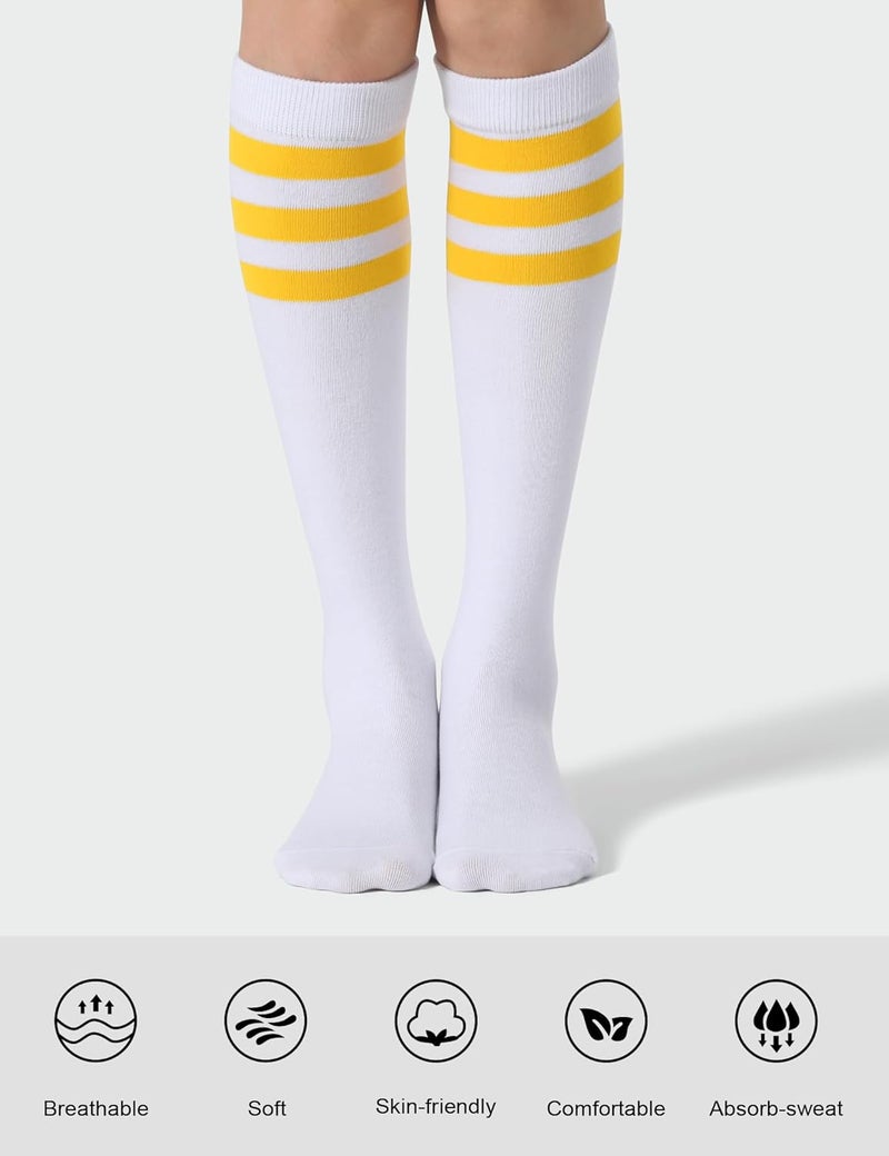 JOULLI Women's Knee High Athletic Socks Stripe Tube Outdoor Sport Socks 1-3 Pairs - Image 2