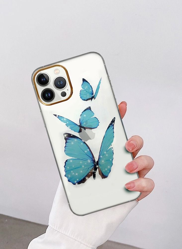 JOWAY iPhone 12 Pro Max Butterfly Print Clear Case Ultra Slim Shockproof Transparent Cover Design 10 - Image 4