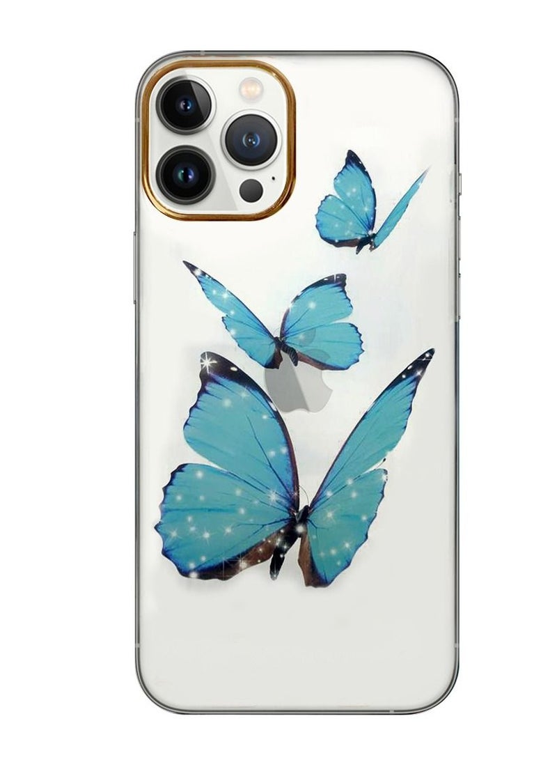 JOWAY iPhone 12 Pro Max Butterfly Print Clear Case Ultra Slim Shockproof Transparent Cover Design 10 - Image 1