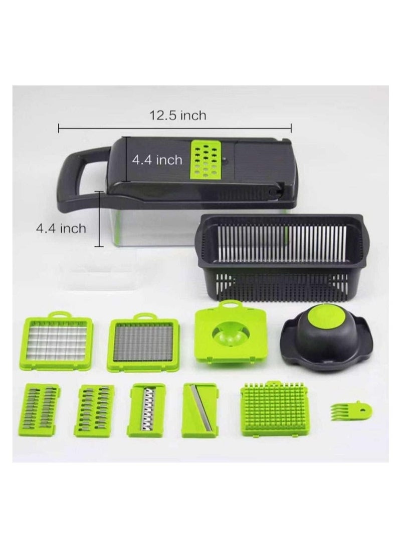 إلترازون Vegetable Chopper Food Chopper Slicer Veggie Chopper Grater Multifunction with Handle Multi Blade Kitchen Food Vegetable Chopper Cutter with Container Drain Basket for Fruit Onion Potato - Image 2
