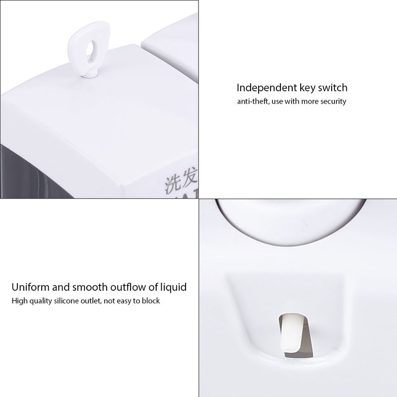 2x350ml Bathroom Wall Mounted Soap Shampoo Box Sanitizer Dispenser Lotion Liquid Pump - Image 5