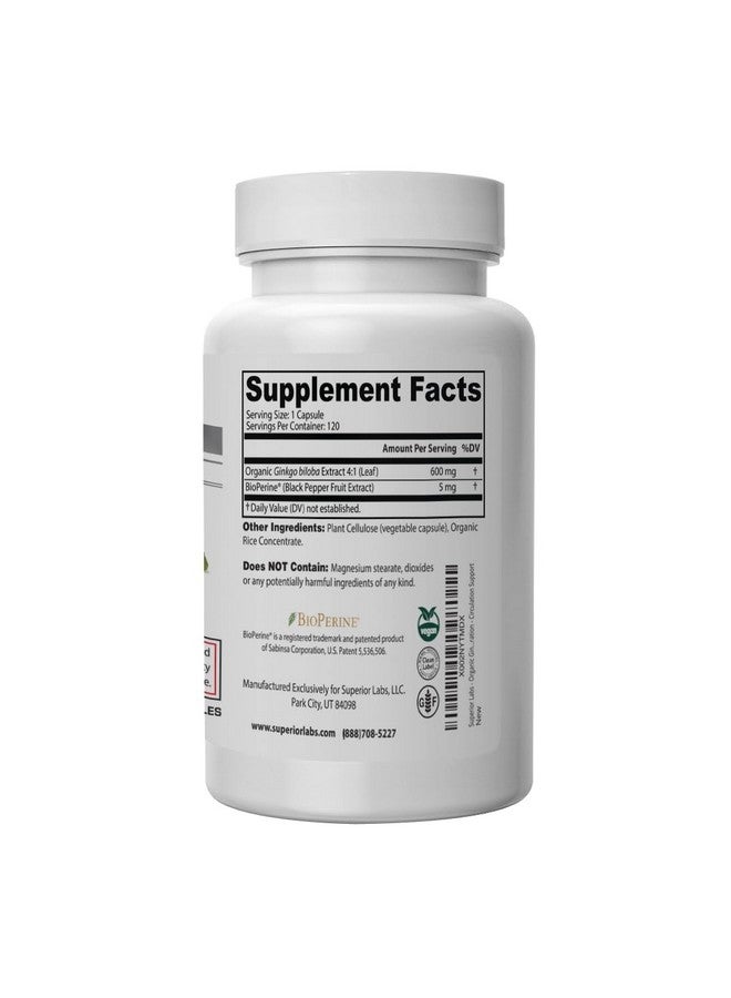 SuperiorLabs - Ginkgo Biloba - 1200mg, 120 Vegetable Capsules - Added Black Pepper for Optimal Absorption - Supports Brain and Heart Health - Memory & Concentration - Circulation Support - Image 3