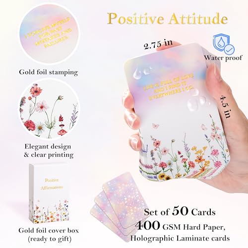 Crisky Positive Affirmation Cards for Women, 50 Pack Daily Affirmations, Encouragement Motivation Cards with Edgy Positive Quotes, Inspirational Gifts for Women, best friends, Girls - Image 2