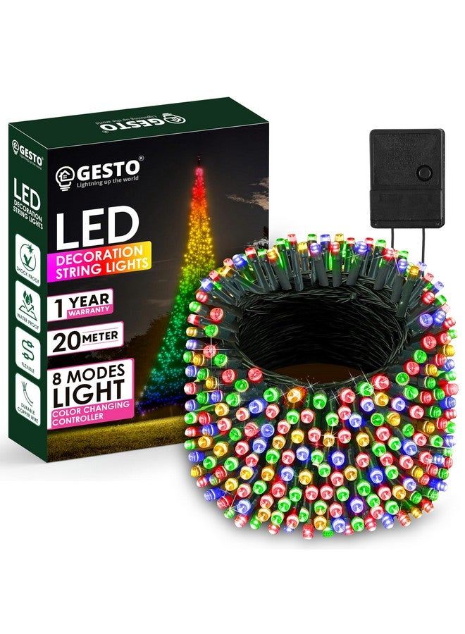 Gesto Multicolor Serial String Led Light with 8 Modes Changing Controller - Waterproof Serial Lights for Decoration Long | for Home,Diwali Decoration, Christmas,Patio Garden(20 Meter | Pack of 1) - Image 1