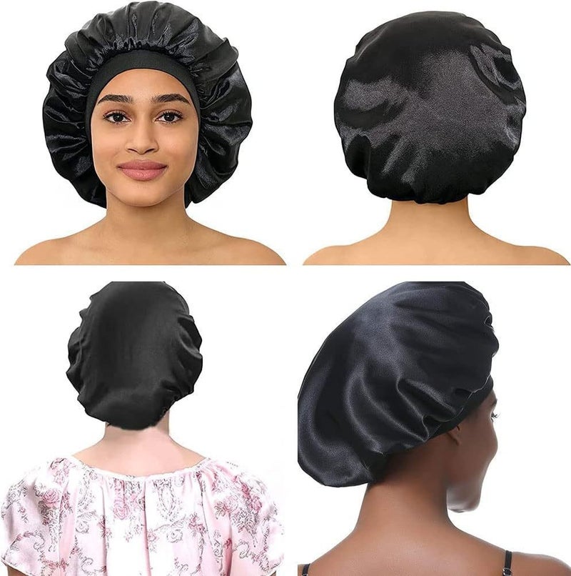 Selling Wide-Brimmed High-Elastic Satin Nightcap Beauty Hair Care Cap Breathable Cap Chemotherapy Shower Cap Turban Cap - Image 3