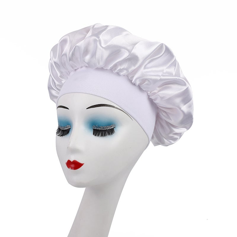Selling Wide-Brimmed High-Elastic Satin Nightcap Beauty Hair Care Cap Breathable Cap Chemotherapy Shower Cap Turban Cap - Image 1