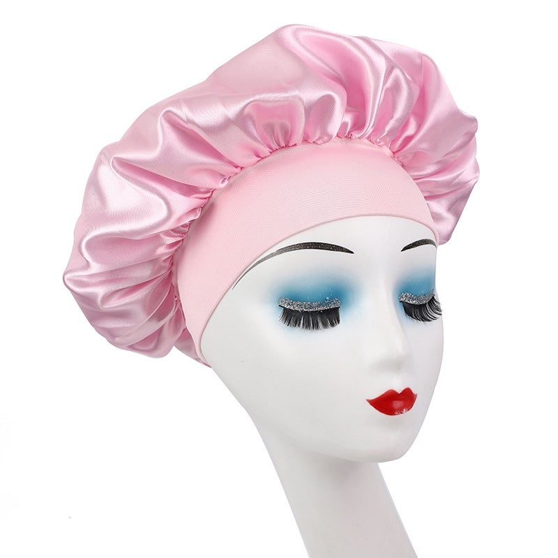 Selling Wide-Brimmed High-Elastic Satin Nightcap Beauty Hair Care Cap Breathable Cap Chemotherapy Shower Cap Turban Cap - Image 5
