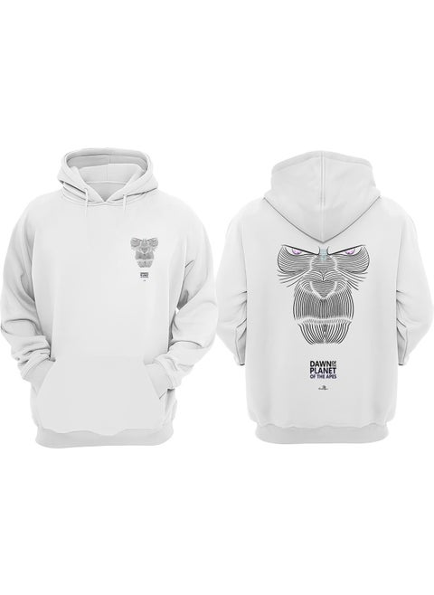 Dawn Of The Planet Design Front Back Printed Regular Fit White Sweatshirt