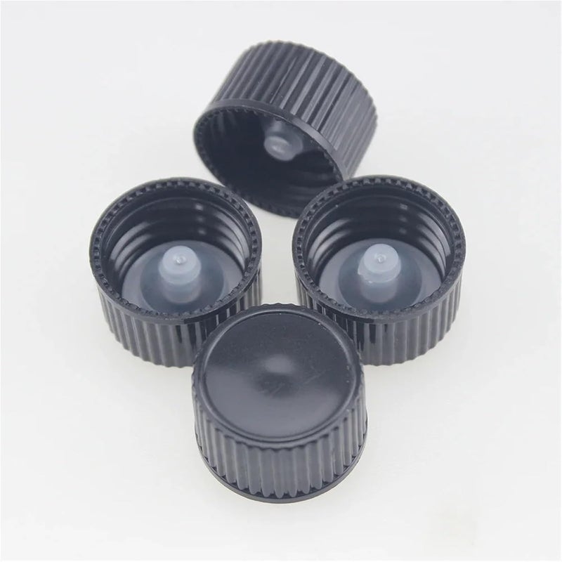 Poly Screw Caps 30Pcs 18mm Black Ribbed Poly Seal Cone Liner Plastic Phenolic Caps Round Glass Bottles - Image 3