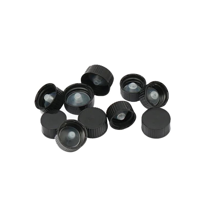 Poly Screw Caps 30Pcs 18mm Black Ribbed Poly Seal Cone Liner Plastic Phenolic Caps Round Glass Bottles - Image 4