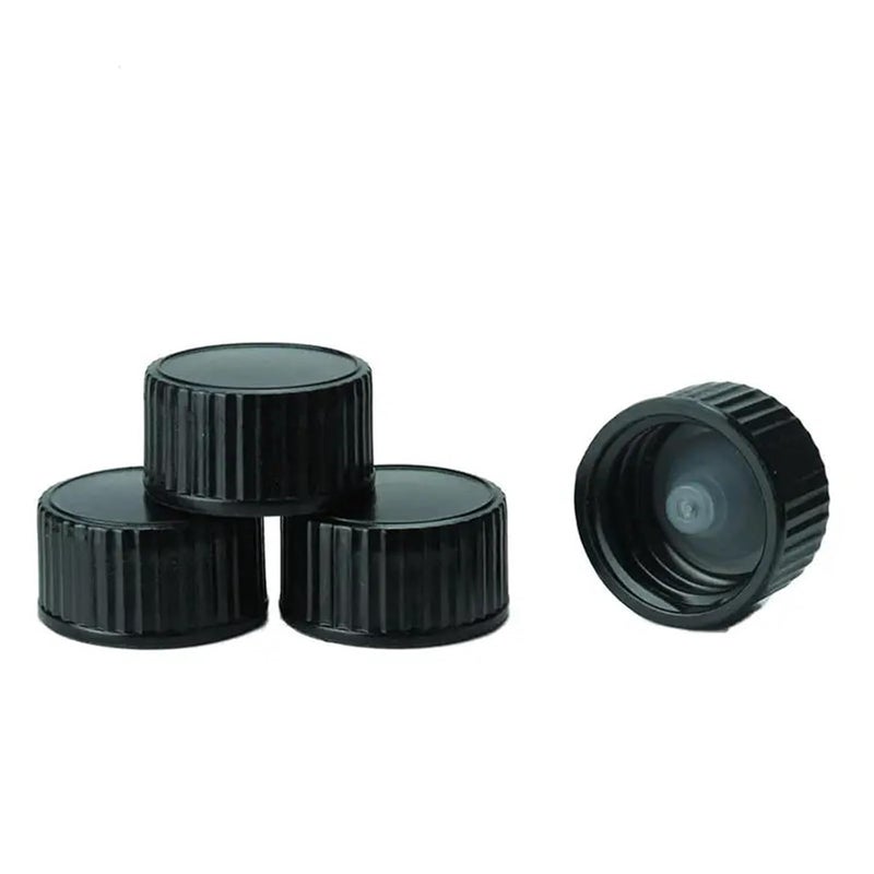 Poly Screw Caps 30Pcs 18mm Black Ribbed Poly Seal Cone Liner Plastic Phenolic Caps Round Glass Bottles - Image 1