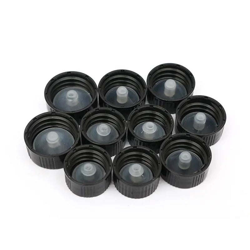 Poly Screw Caps 30Pcs 18mm Black Ribbed Poly Seal Cone Liner Plastic Phenolic Caps Round Glass Bottles - Image 2