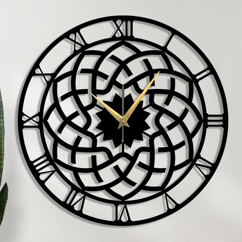 Reyox Metal Wall Clock Large Metal Wall Clock for Living Room Bedroom Kitchen Latin Numeral Wall Clock Antique Metal Wall Clock Big Size Modern Decorative Wall Watch Black 40 CM DA50