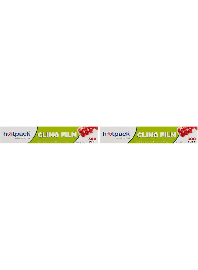 Hotpack Disposable Food Wrap (Cling Film) 300sqft Pack of 2 - Image 1