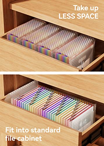 ABC life 26 Pockets Accordion File Organizer, Expanding File Folder, Portable Monthly Paper Bill Tax Receipt Organizer, Letter A4 Size Document Organizer with Labels - Pink - Image 5