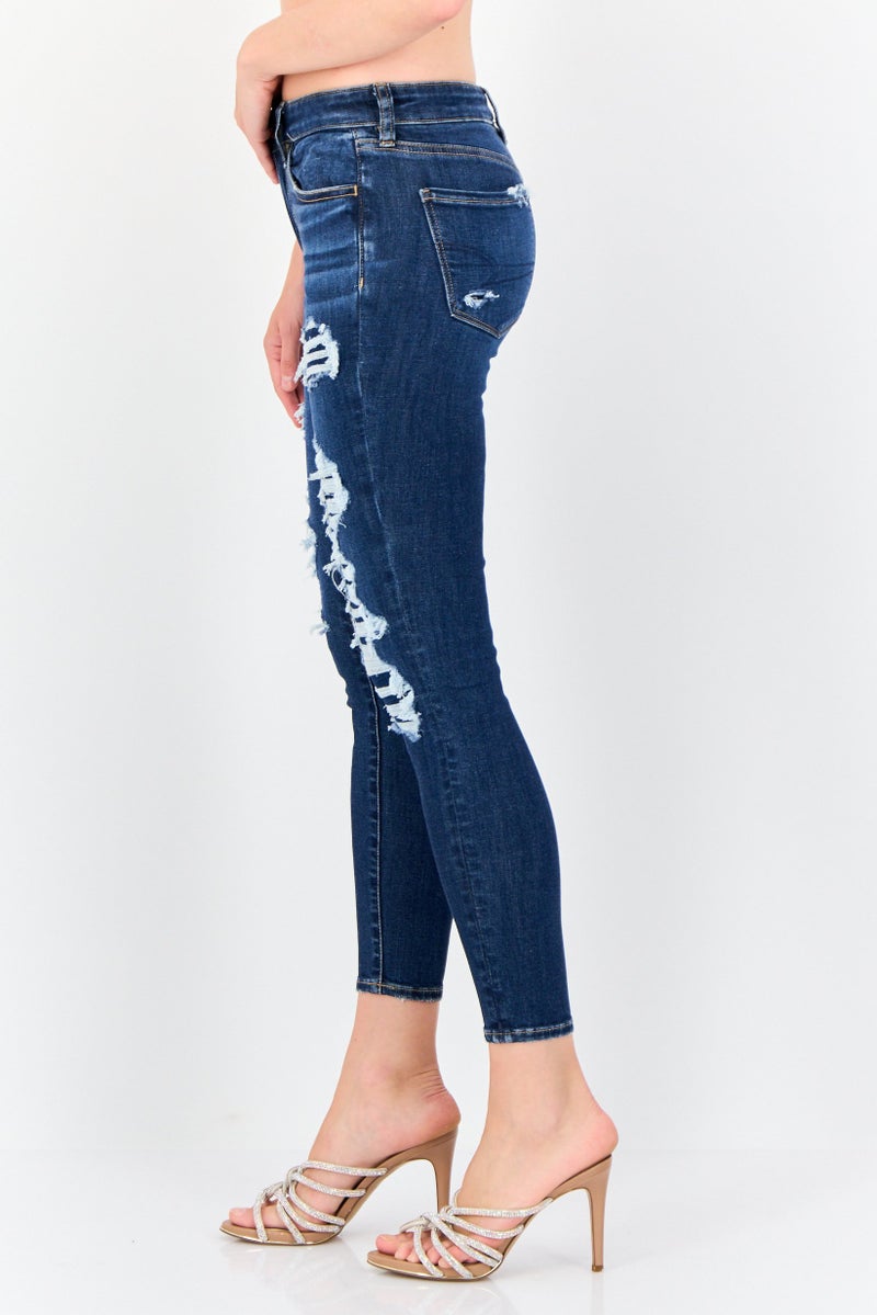 American Eagle جينز دنيم مرن للنساء بقصة عادية، أزرق - Image 2