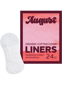 August August Organic Cotton Panty Liners for Women and Anyone Who Menstruates, Made with Organic Cotton, HSA FSA Eligible 24 Daily Liners, Toxin & Fragrance Free, Hypoallergenic Cotton 