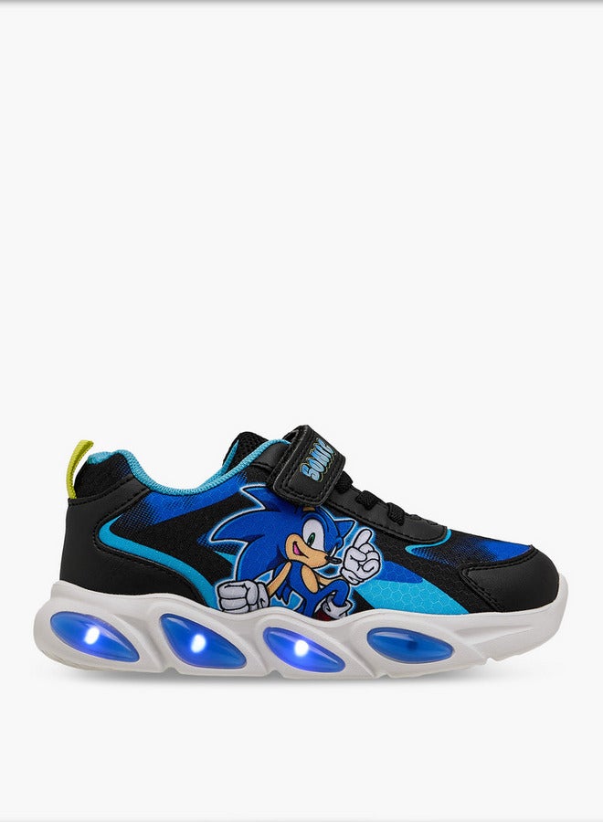 SONIC Boys the Hedgehog Print Light-Up Sneakers with Hook and Loop Closure  - Image 4