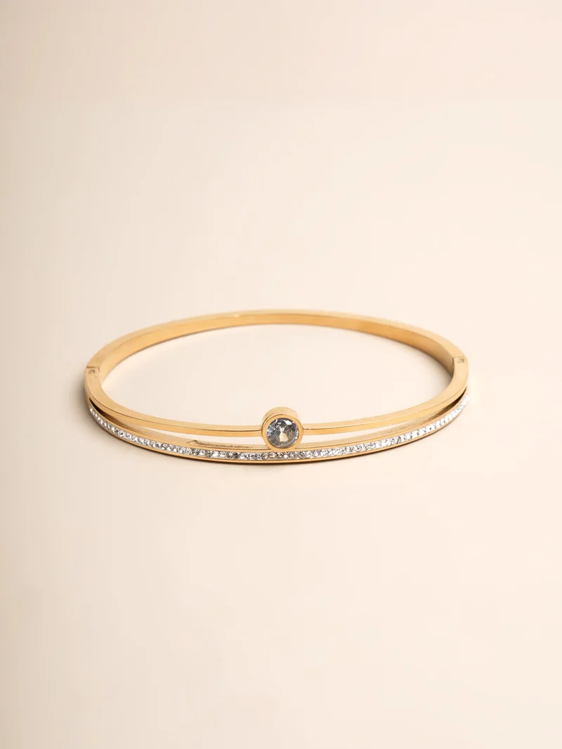 Palmonas PALMONAS Women's Exquisite 18K Gold Plated with Stones Bangle Bracelet for Women | 18K Gold Plated, Waterproof & Anti-Tarnish